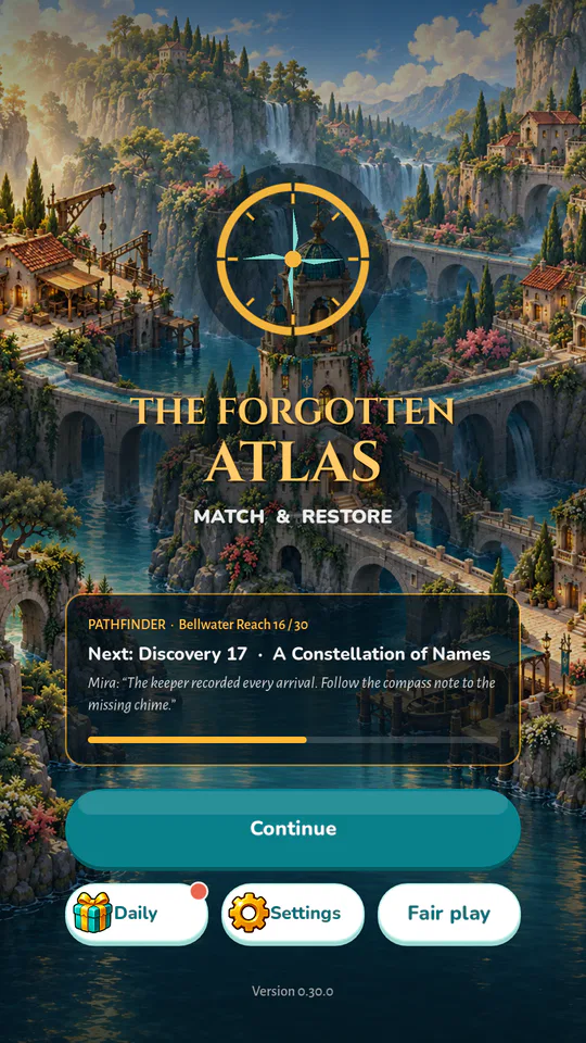 The home screen with the atlas regions