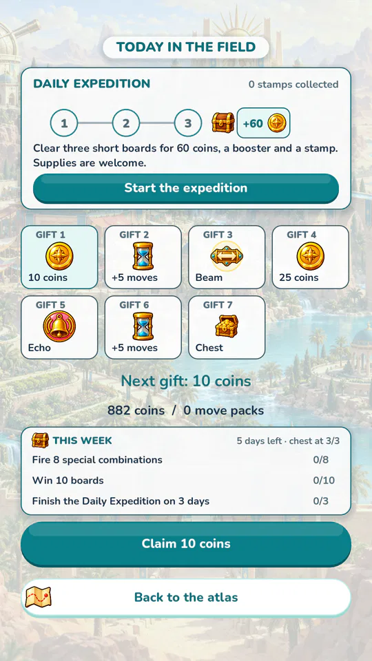 The Daily Expedition screen